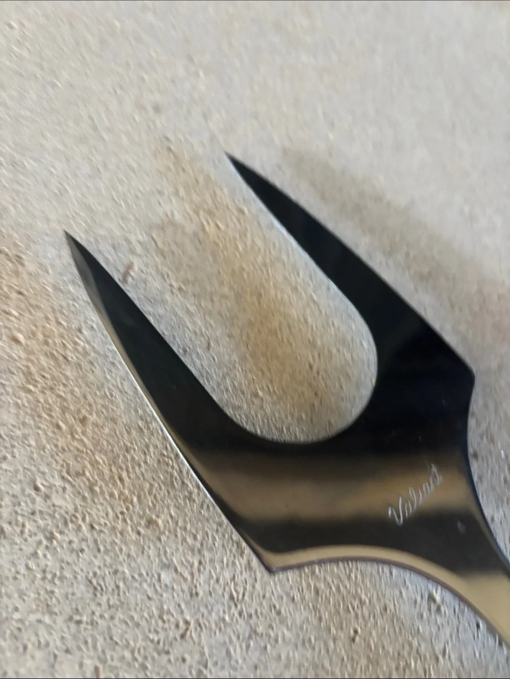 Stainless Steel and Wood Two-Prong Serving Fork - Brown